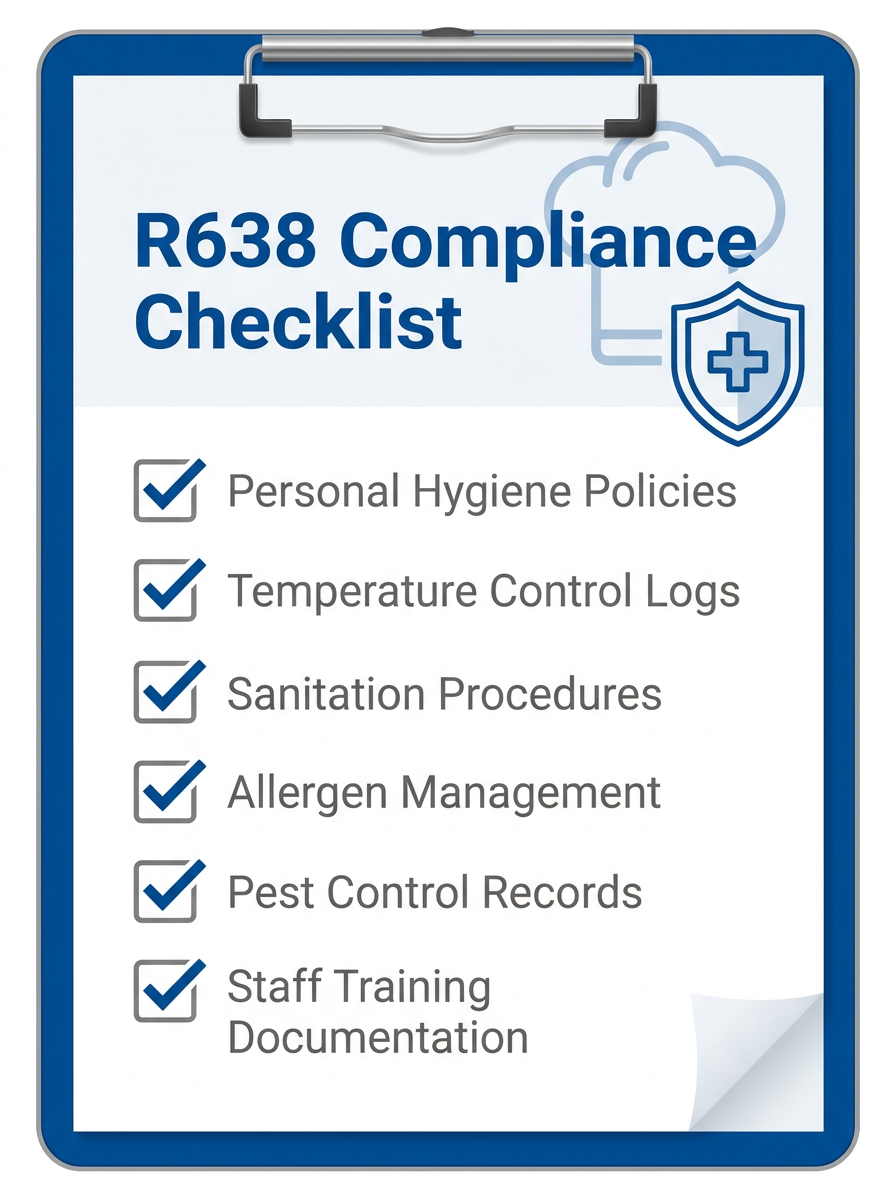 R638 Food Safety Compliance Checklist — 5-page audit-ready PDF
